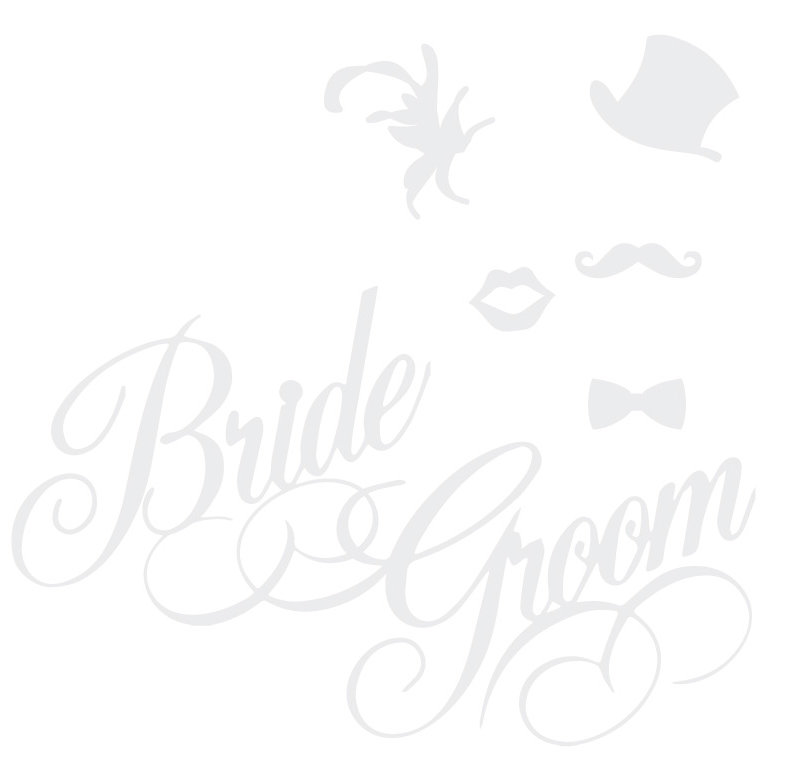 Décalcomanie murale rétro mariage, Blanc, H 24 po x l 25 po x P 0,01 po
