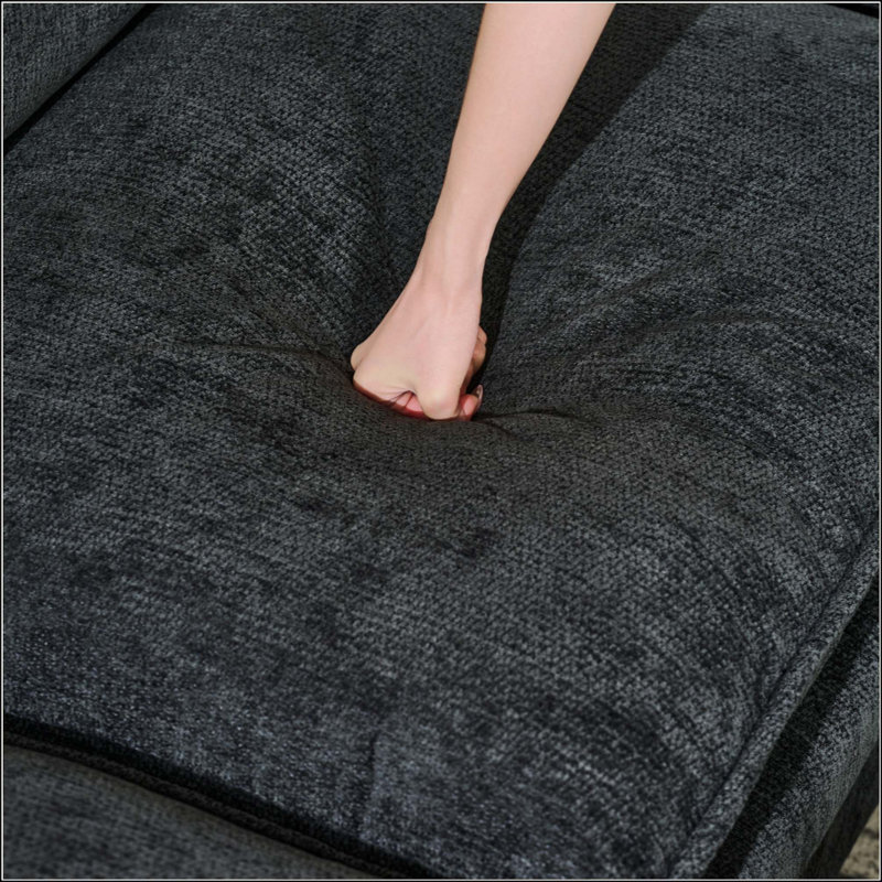 Canapé modulaire modulaire avec repose-pieds et coussins amovibles pour le salon ou la chambre à coucher, Noir