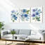 Ensemble de 3 reproductions d'art sur toile tendue à l'aquarelle bleue-1288257967
