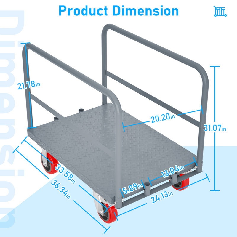 Chariot de cloison sèche en acier 2 en 1, 2000 lb Capacité du chariot à plateforme