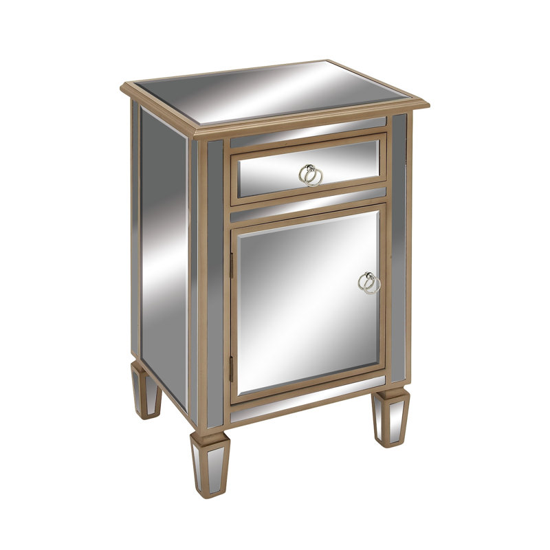 Armoire beige en verre 1 tiroir et 1 porte Alpena