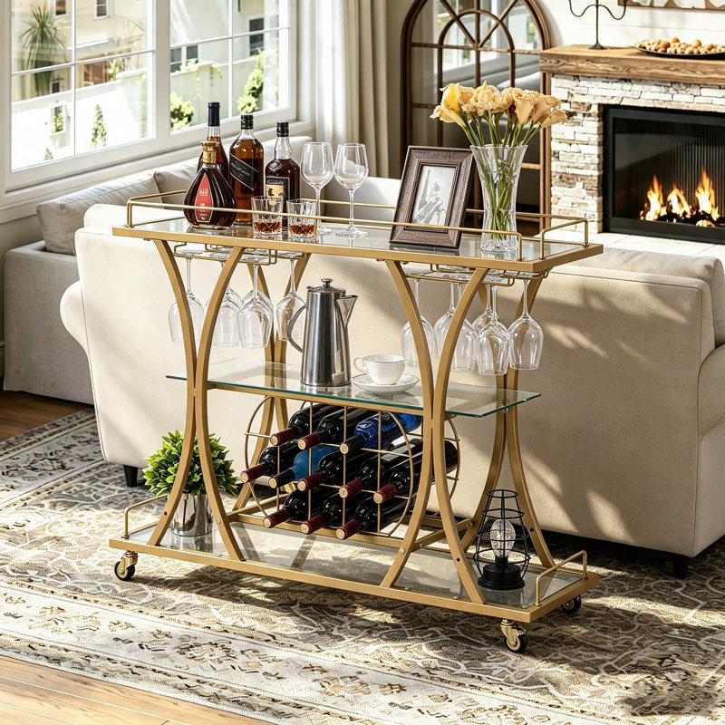 Forbin Metal Bar Cart, Gold