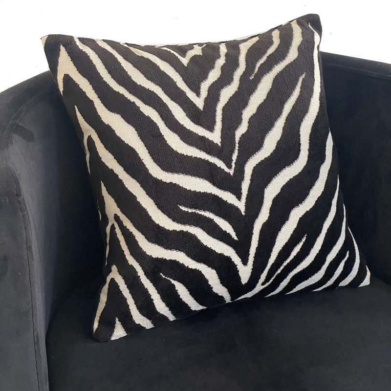 Black Zebra Silk Square Pillow Cover & Insert, 18" x 18"