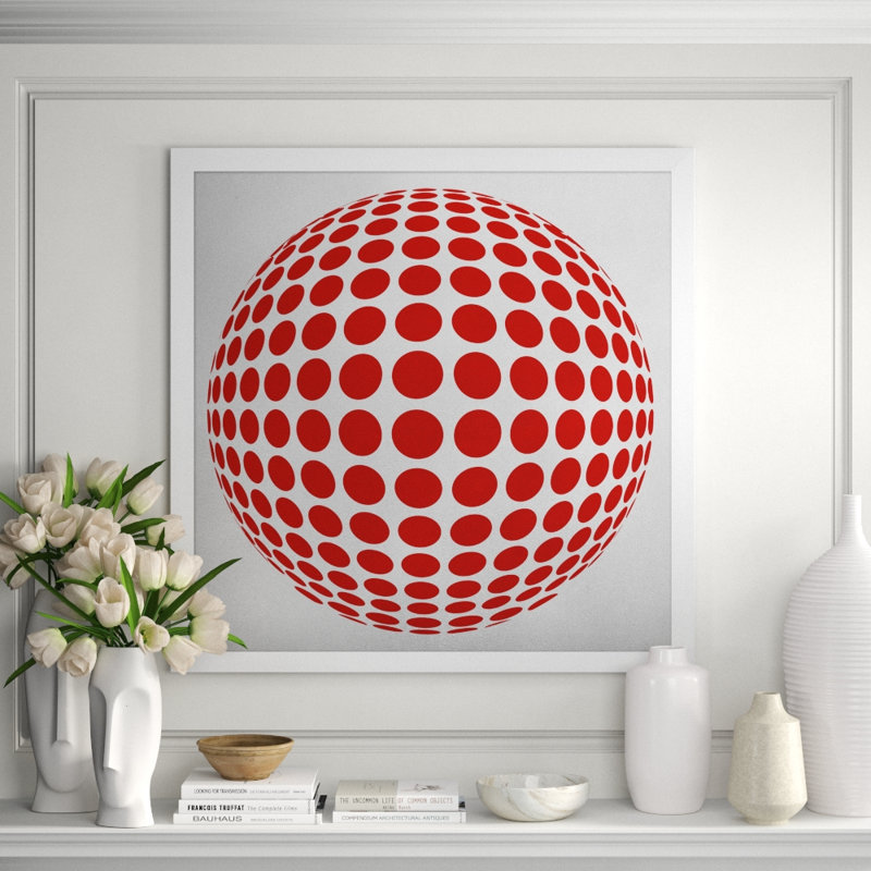 Silver Leaf Graphic Red' Framed Graphic Art Print