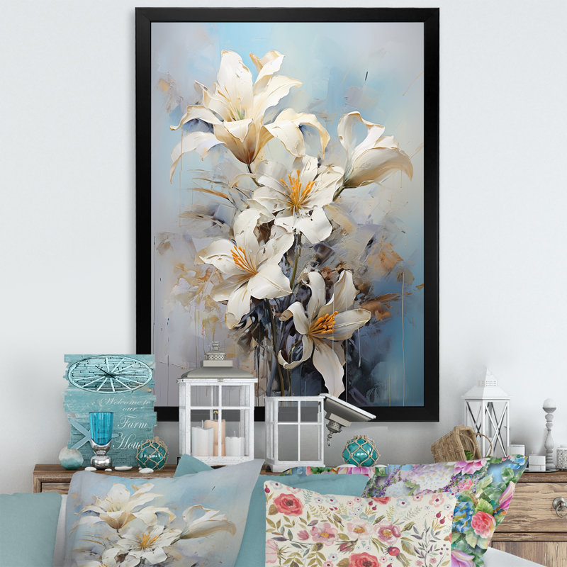 «Lilies Blossoms In Bloom» sur toile, H 32 po x l 24 po x P 1 po, Cadre simple noir