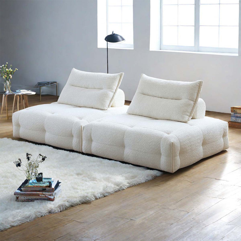 Modular Combination Of Beancurd Block Fabric Sofa 2 - Piece Living Room Set
