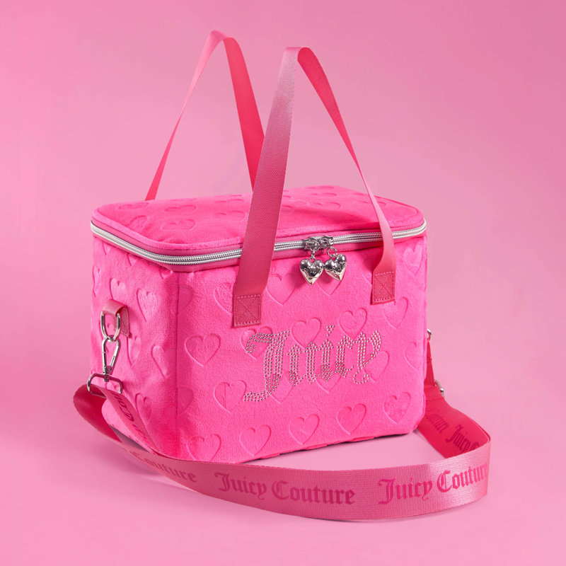 Juicy Couture Chill Couture Cooler Bag, Hot Pink Embossed Hearts