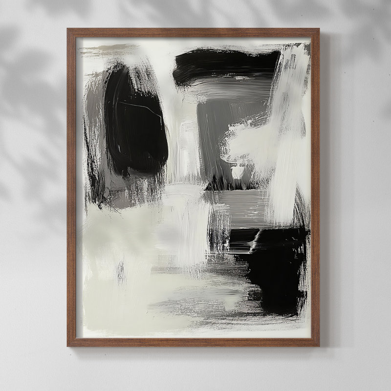 Série ABSTRACT DCCxxix - reproduction encadrée de qualité supérieure - prête à être accrochée - aucun clou requis, Noyer