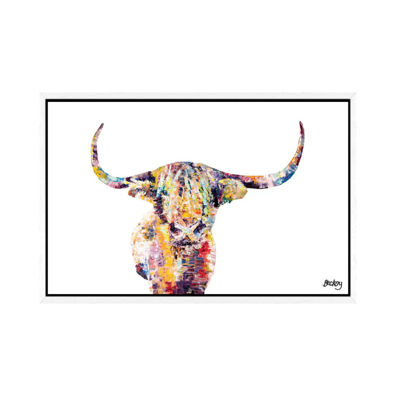 Highland Cow by Becksy - Wrapped Canvas Print, 101.6 cm H x 66.04 cm W, White Framed