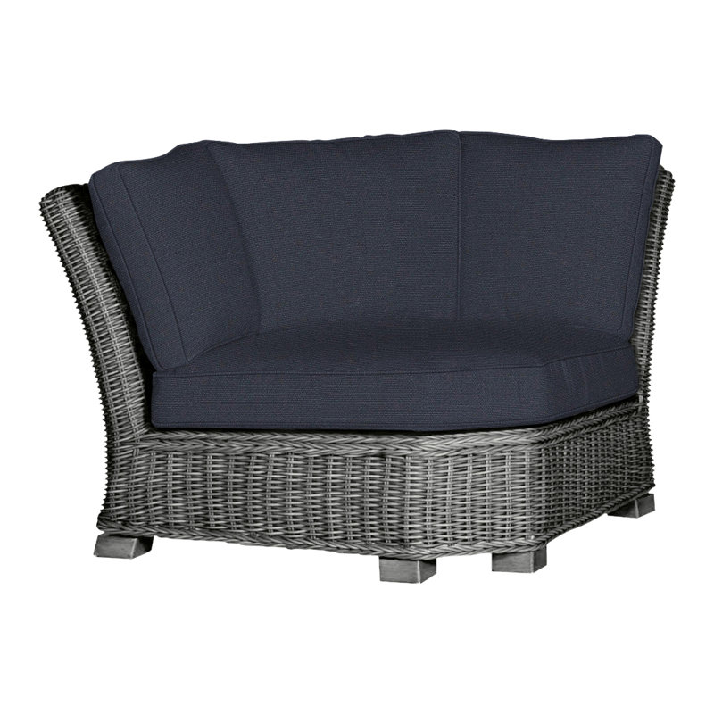 Canapé d'angle modulaire rustique tissé gris ardoise, Gris ardoise, Welt, Lin marine