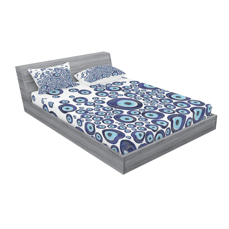 Evil Eye Fitted Sheet, Queen Sheet Set with Fitted Sheet