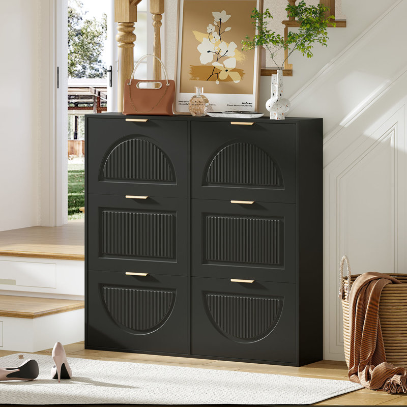30 Pair Shoe Storage Cabinet, Black