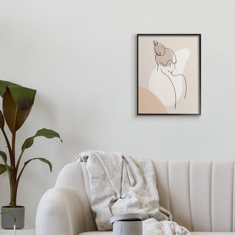 Femme abstraite, dessin au-dessus de formes abstraites par Patricia Pinto - impression, H 20 po x l 16 po