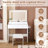 New Large Mirror Vanity Desk For Bed Room  , Modern Makeup Vanity Set With Power Outlet And Hair Dryer Holder, 5 Drawers , 3 Lighting Color Adjustable Dressing Table For Bedroom, White Color