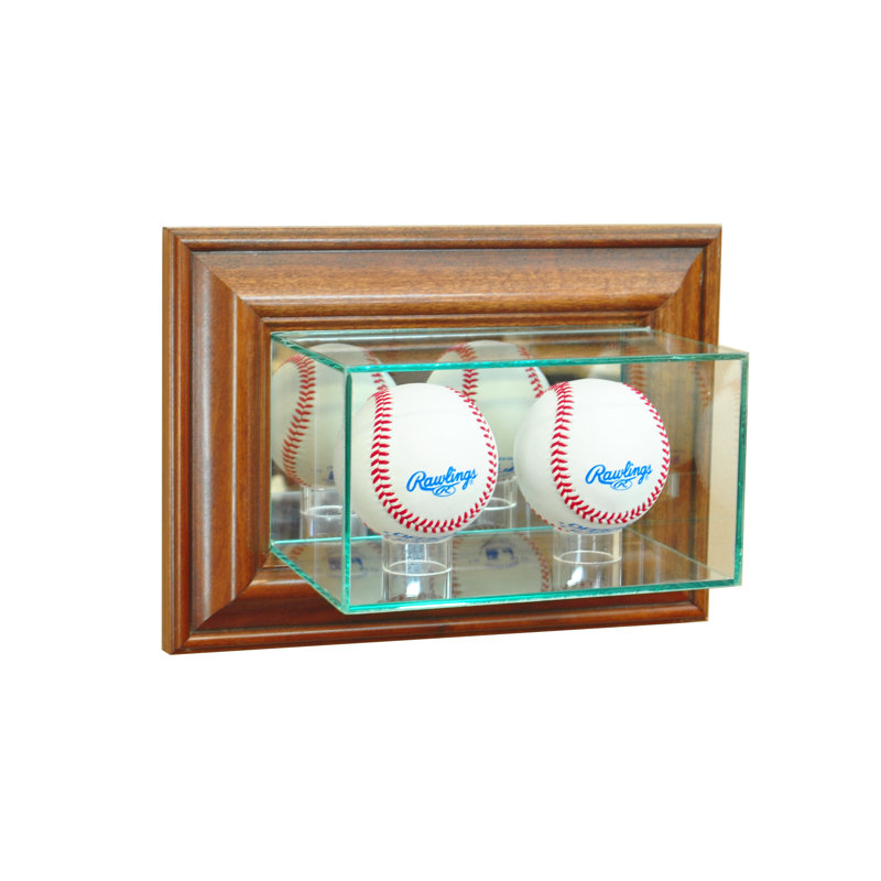 Double vitrine murale de baseball, Noyer