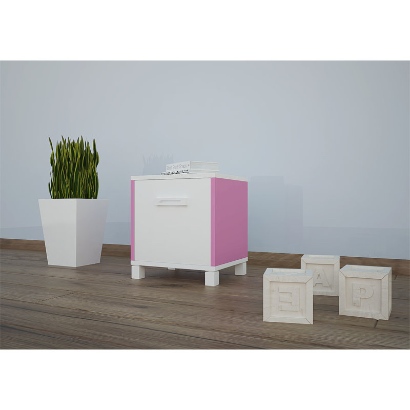 Whipe Nightstand, White/Pink