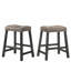 Ensemble de tabouret de bar rustique en bois de 2 à 25 pouces avec siège en cuir brun, finition vieillie et structure robuste - Siège à hauteur de comptoir peu encombrant pour la cuisine et le bar