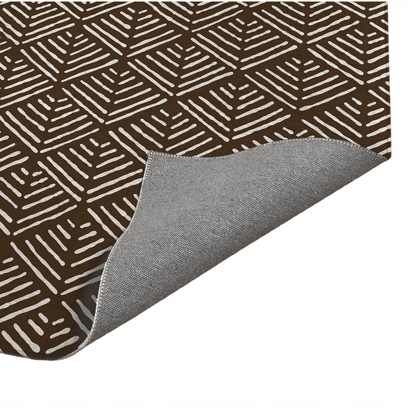 Tribal Dreamer Low Profile Kitchen Mat, Mocha Brown, Rectangle 5' x 7'