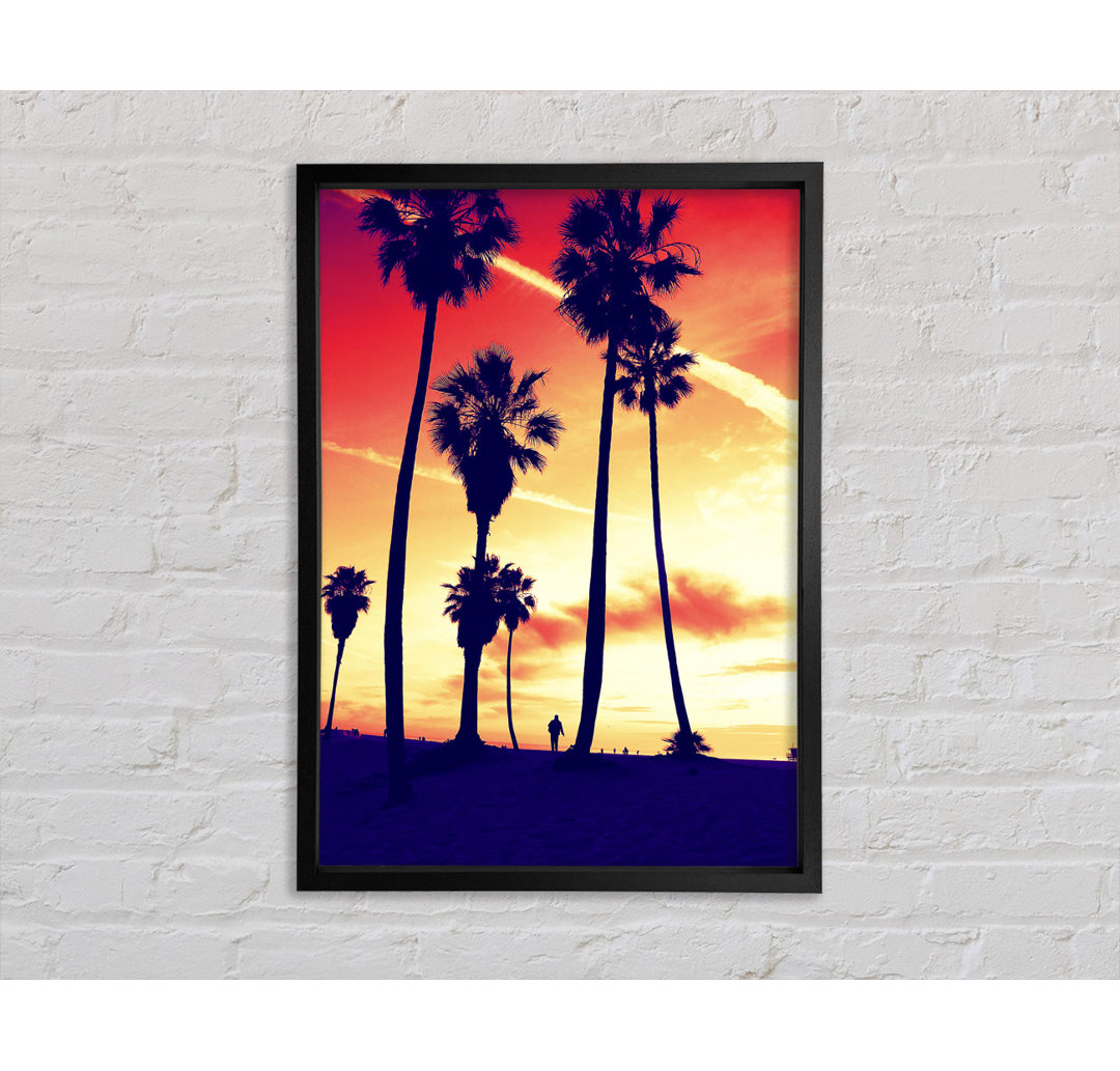 Palm Tree Sunset - Einzelner Bilderrahmen Kunstdrucke auf Leinwand