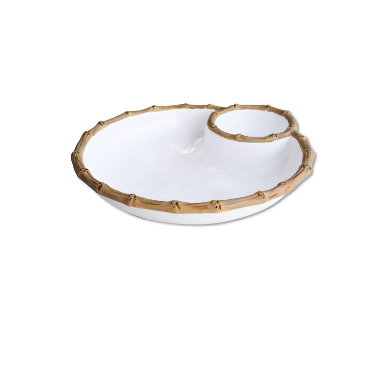 Grand bol à frites en bambou Vida (blanc et naturel)