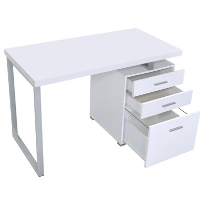 Bureau réversible blanc à 3 tiroirs