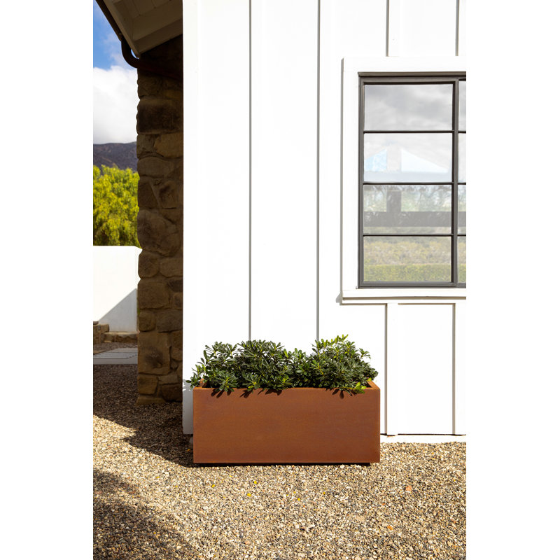 Corten Steel Series Long Box Planter, 16.25" H x 38" W x 15" D