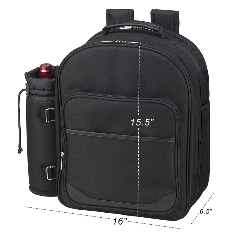 Sac à dos à pique-nique isolé, service pour 2, Noir, noir, noir, noir