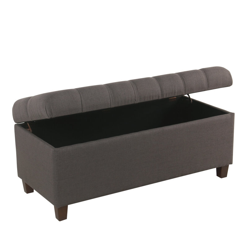 Allessandra Upholstered Storage Bench, Dark Charcoal Gray