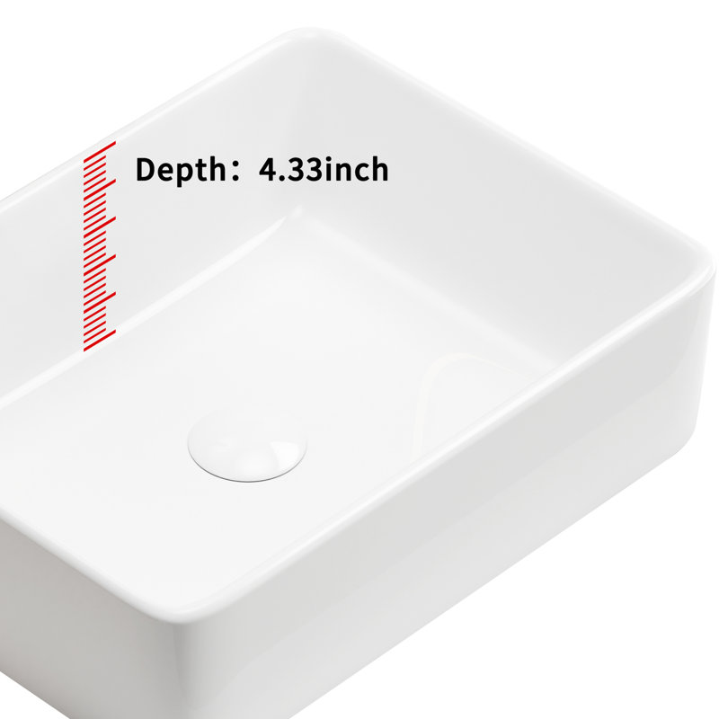 Lavabo vasque rectangulaire moderne en céramique blanche pour la salle de bain