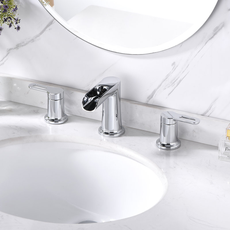 Robinet de salle de bain à large entraxe avec bonde, Chrome