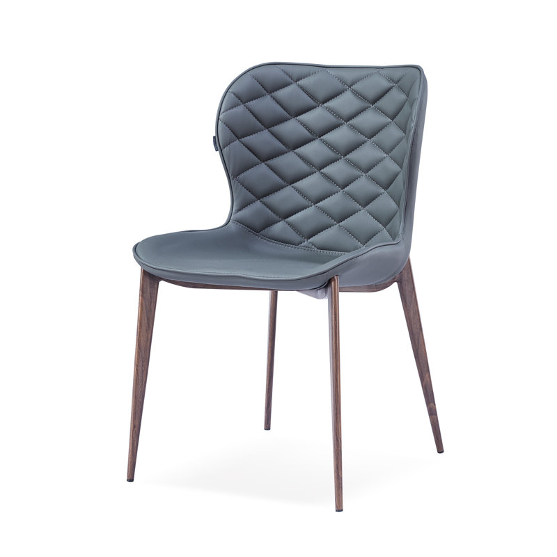 Stacia 18'' H Upholstered Metal Side Chair, Gray, Light Brown