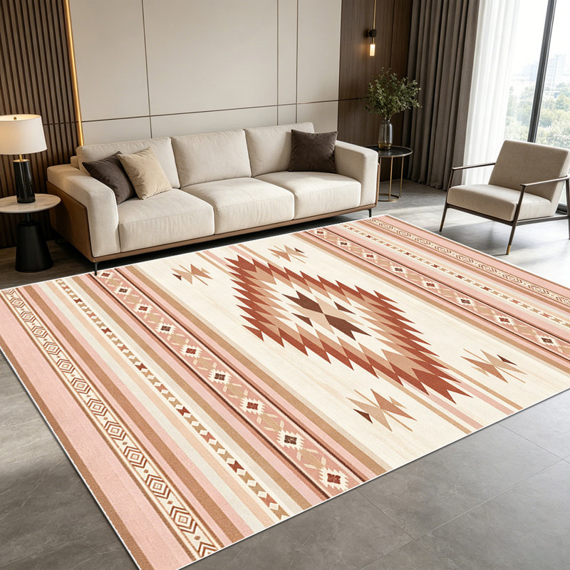 1PC Southwestern Neutral Aztec Stripe Pattern area rugs for Living Room, Soft and Comfortable, easy-to-maintain, machine washable Indoor floor mat, Under Table Farmhouse suitable for dining table, bedroom, entryway, home office, patio, kitchen.