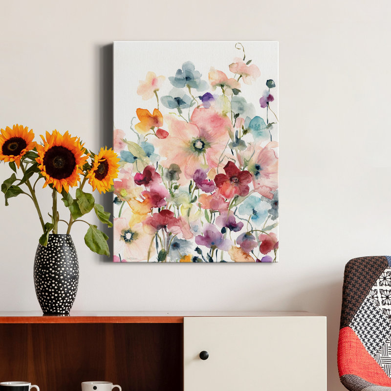 " Poppies And Sweetpeas ", 12" H x 8" W x 1" D