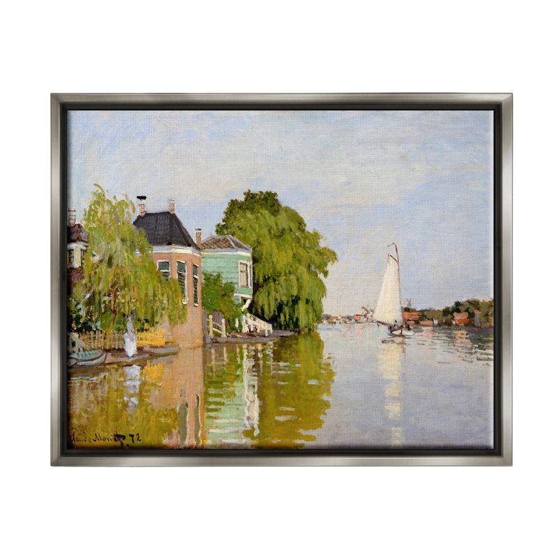 Art urbain sur toile, voiliers, canaux, L 17 po x H 21 po, Cadre flottant gris lustré