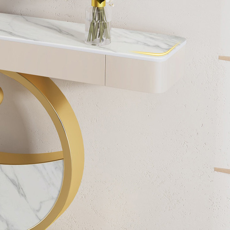 Console esthétique et fonctionnelle, Doré / Blanc, Blanc / beige, H 36,61 po x l 47,24 po x P 11,81 po