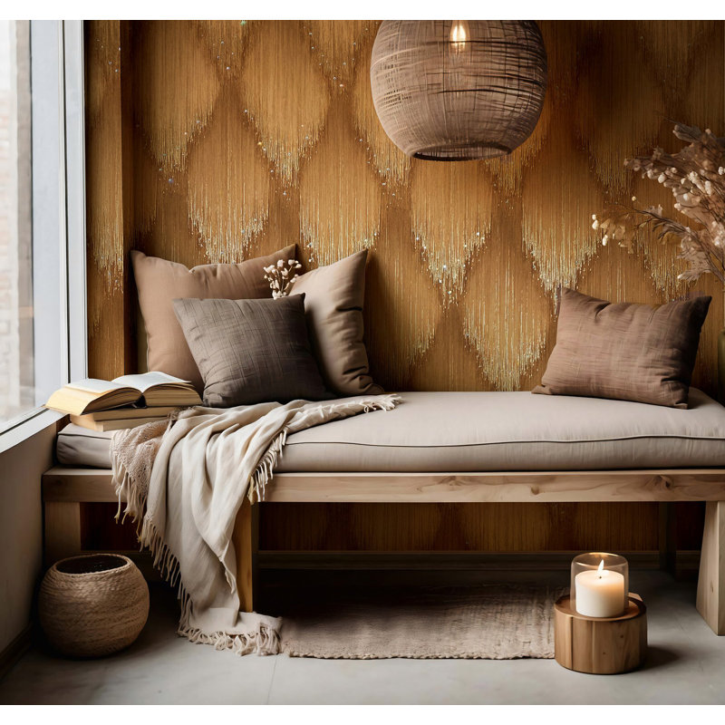 Galerie Fashion Icon Shimmer Rhinestone Stripes Wallpaper, Brown