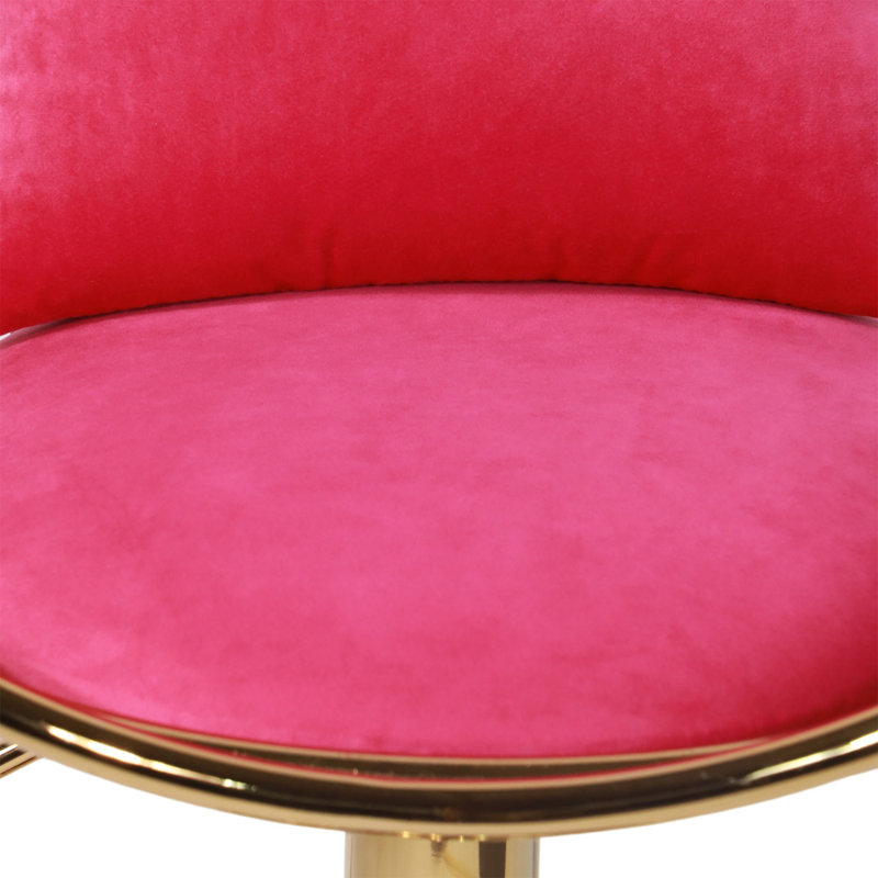 Nakyra Swivel Upholstered Adjustable Height Counter Stool with Metal Frame, Rose Red