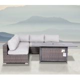 Ensemble de conversation modulaire en rotin 6 pièces avec coussins Meltham