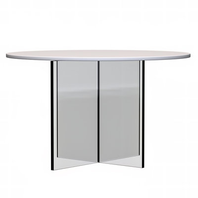 Ballyclug Round Coffee Table – MDF Wood Top with Clear Acrylic Cross Legs, Modern Living Room Accent Table, Lightweight & Easy Assembly