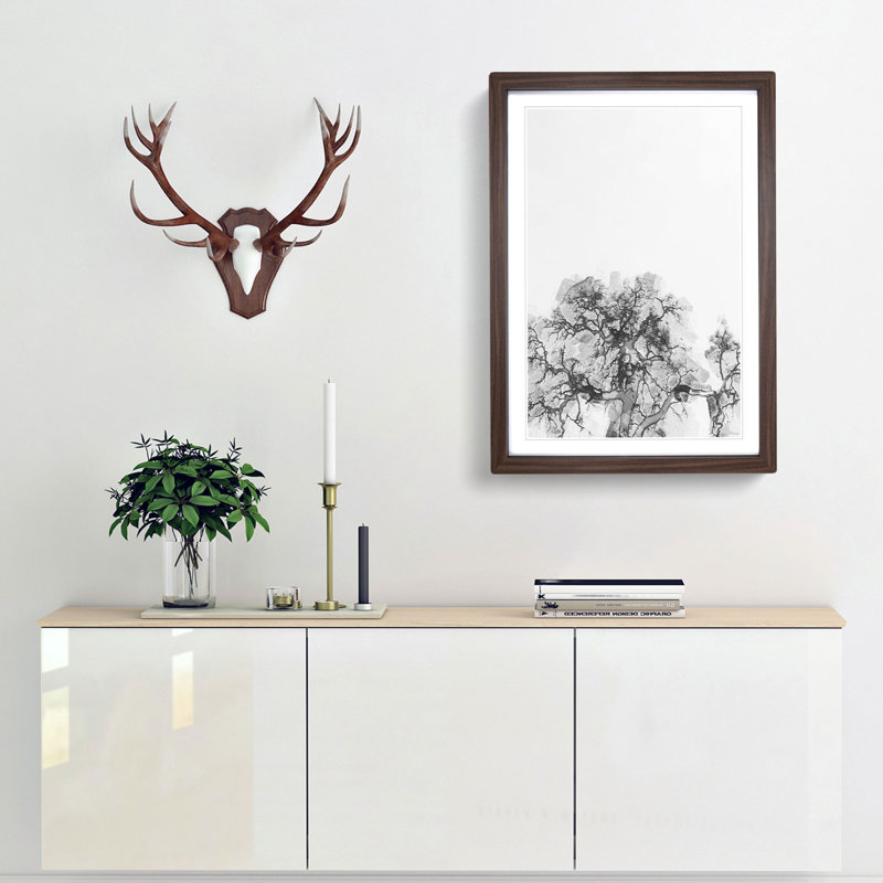 Old Oak Tree in Abstract - Picture Frame Graphic Art Print, 65cm H x 48cm W x 2cm D, Walnut Framed