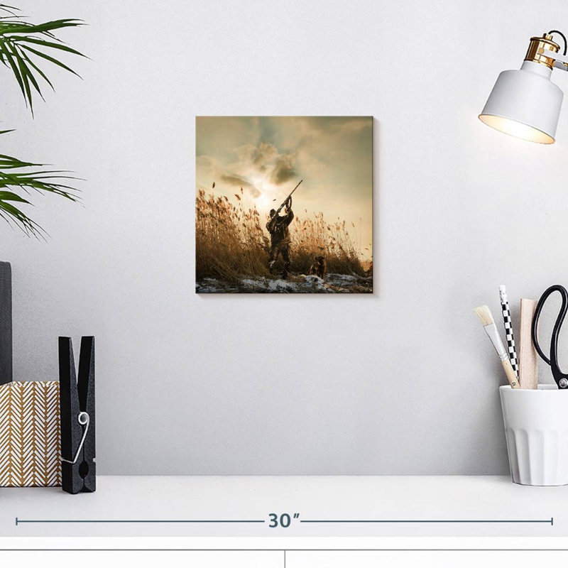 Duck Hunter And Dog, 10" H x 10" W