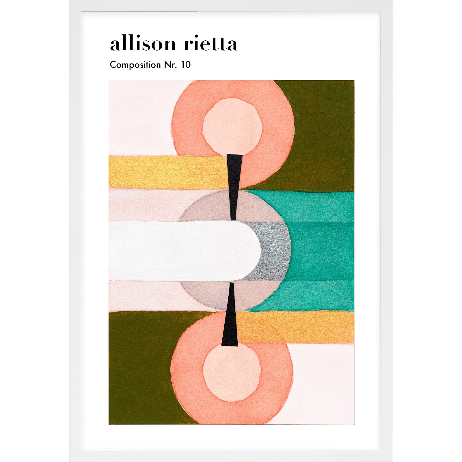 Composition Nr. 10 by Allison Rietta, White Framed, 38" H x 26.5" W x 1.25" D