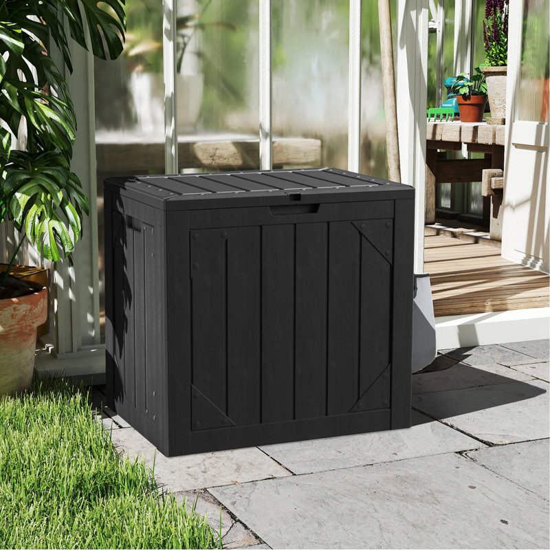 Boîte de terrasse verrouillable en résine résistante à l'eau 30 gallons Decksplore, Noir