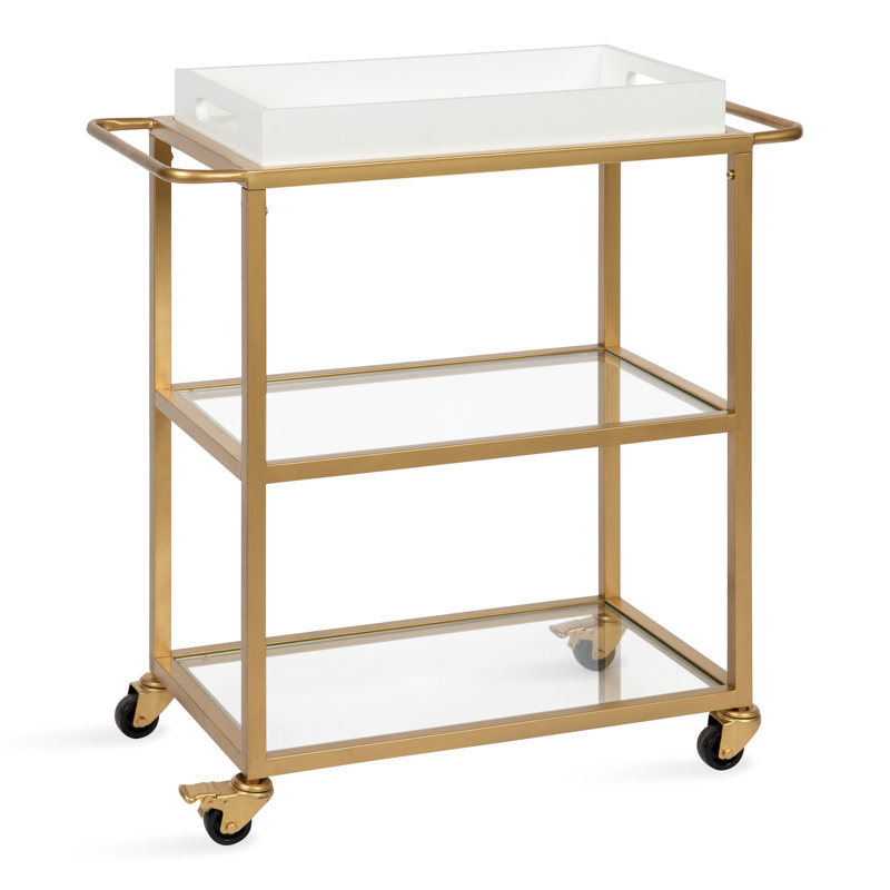 Creasey Metal Bar Cart, White, Gold