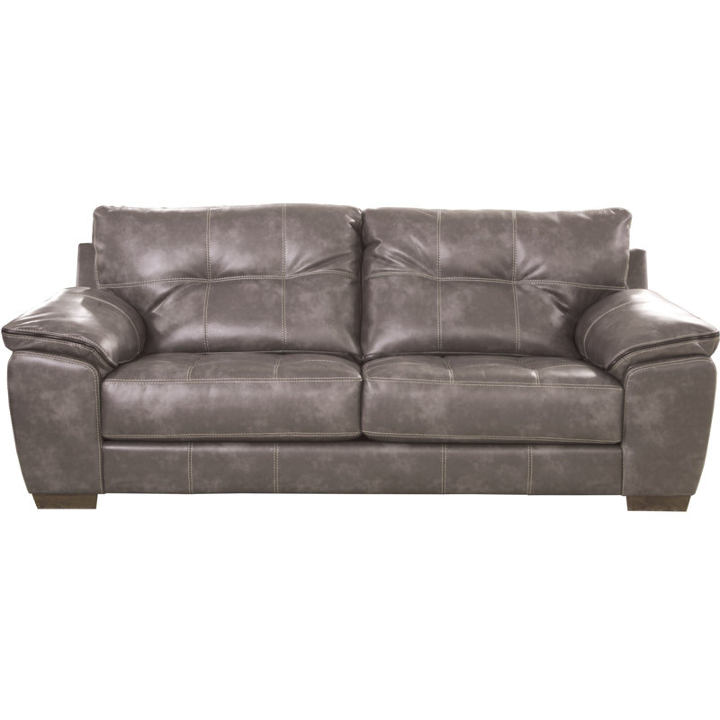  Zyira 97'' Pillow Top Arm Sofa, Steel Faux Leather