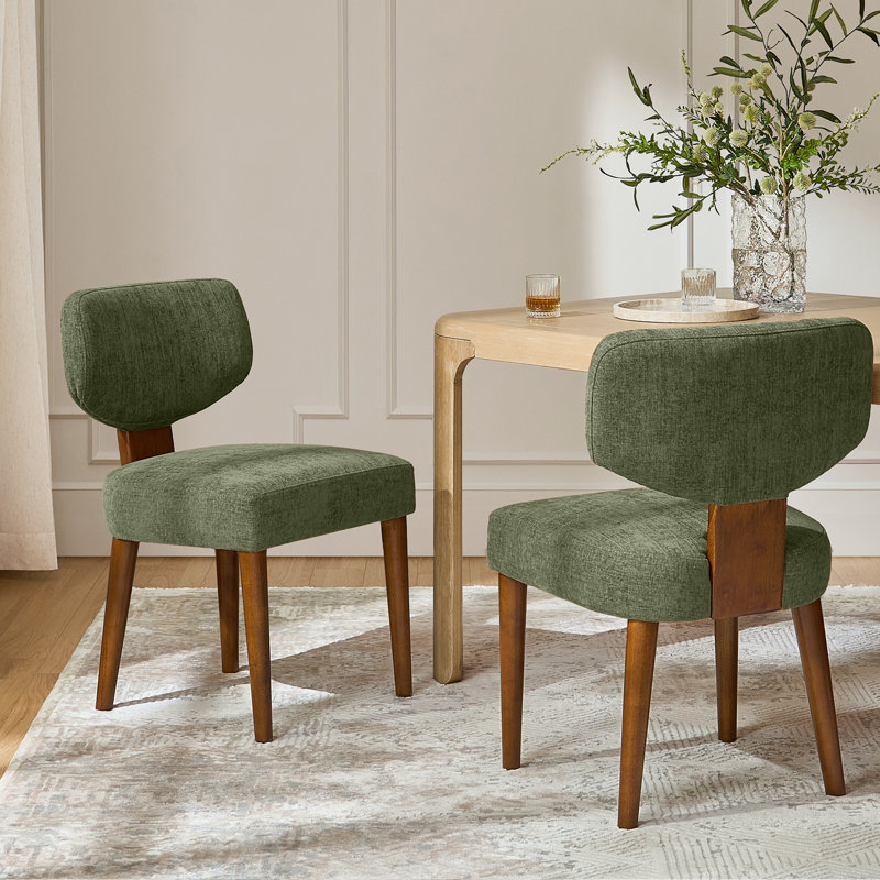 Chaises de salle à manger rembourrées de style Mid-Century, Moss