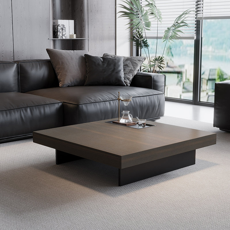 Table basse luxueuse de style italien., H 11,8 po x L 35,4 po x l 35,4 po, Brun