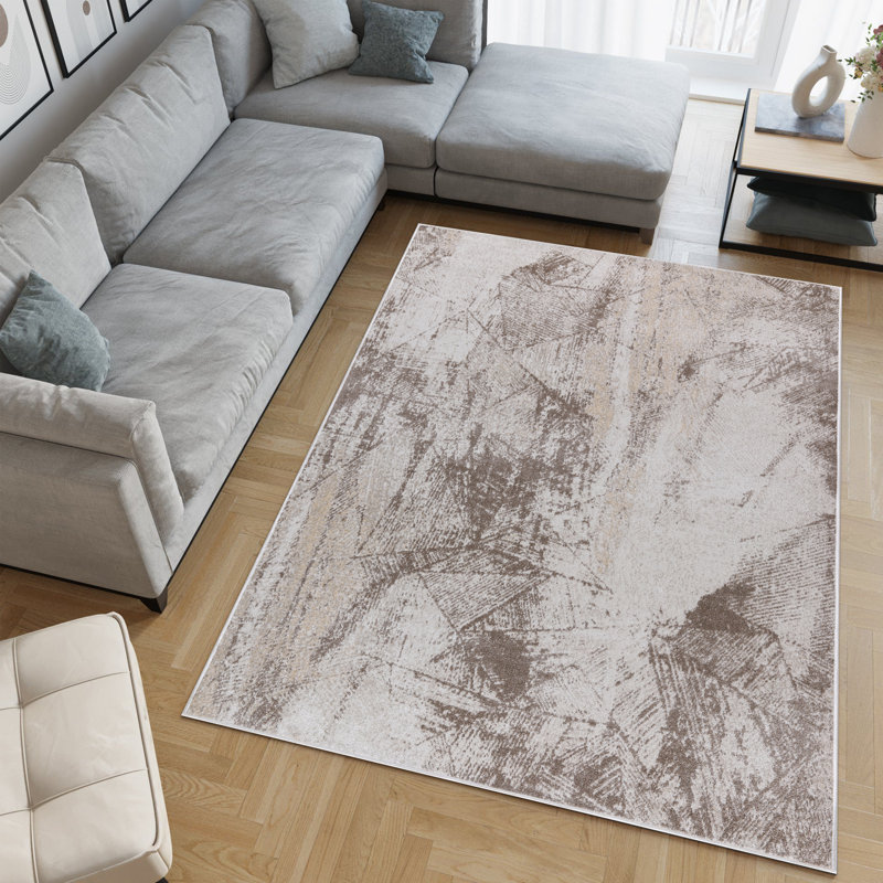 Machine Washable Cooper Ivory/Brown Rug, Rectangle 10' x 14'