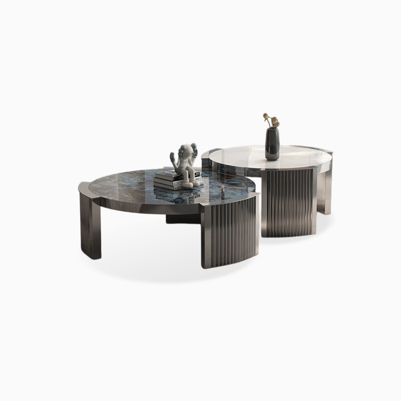 Table basse ronde en acier inoxydable, Picture Colour / Grey