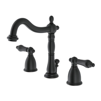 Kingston Brass Heritage Two-Handle 3-Hole Deck Mount Widespread Bathroom Faucet with Brass Pop-Up Drain